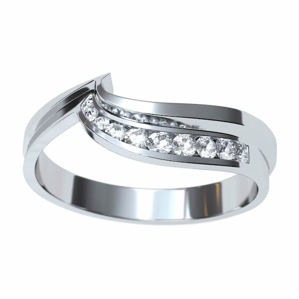 Argolla en oro con 10 Diamantes Eternity Joyería - Anillos de compromiso y argollas de matrimonio en oro